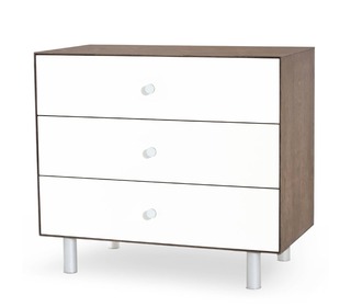 Merlin 3 drawer Dresser White/Walnut - Oeuf NYC